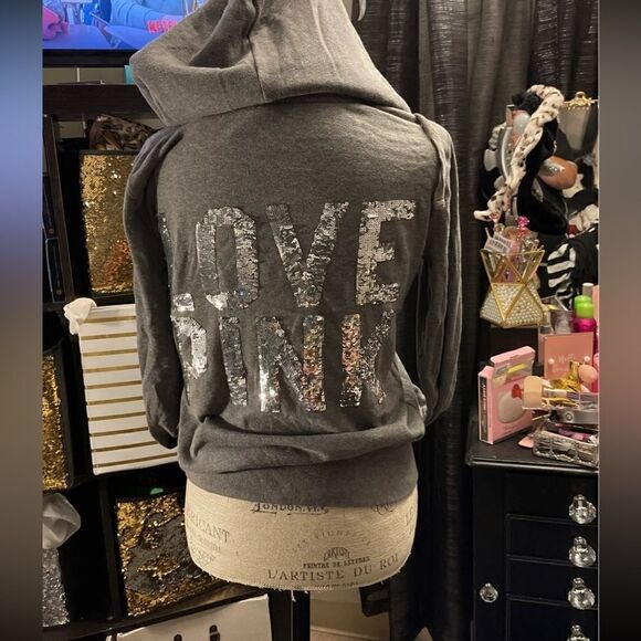 Vintage s silver grey snakeskin blinb sequin hooded full zip jacket/sweatshirt - Picture 1 of 7